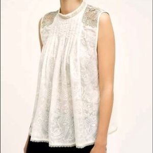 Anthropologie Tiny Lace and Metallic Embroidered Sleeveless Top Size Medium